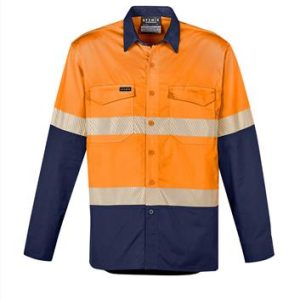 SYZMIK ZW229 MENS RUGGED COOLING HI VIS SEGMENTED TAPE L/S SHIRT - Image 2