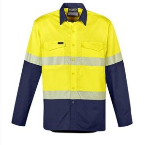 SYZMIK ZW229 MENS RUGGED COOLING HI VIS SEGMENTED TAPE L/S SHIRT - Image 4